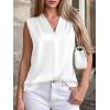 image:imageBTFBM Tank Top for Women 2026 Summer Spring Silk Satin V Neck Pleated Sleeveless Work Blouses Business Casual OutfitsWhite