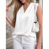 image:imageBTFBM Tank Top for Women 2026 Summer Spring Silk Satin V Neck Pleated Sleeveless Work Blouses Business Casual OutfitsWhite