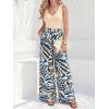 image:imageBTFBM Two Piece Sets For Women Summer 2026 Spring Outfits Casual Sleeveless Wide Leg Pants Sets Beach Vacation ClothesFloral Apricot Blue