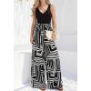 image:imageBTFBM Two Piece Sets For Women Summer 2026 Spring Outfits Casual Sleeveless Wide Leg Pants Sets Beach Vacation ClothesFloral Black