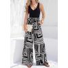 image:imageBTFBM Two Piece Sets For Women Summer 2026 Spring Outfits Casual Sleeveless Wide Leg Pants Sets Beach Vacation ClothesFloral Black