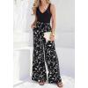 image:imageBTFBM Two Piece Sets For Women Summer 2026 Spring Outfits Casual Sleeveless Wide Leg Pants Sets Beach Vacation ClothesFloral Black White