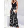 image:imageBTFBM Two Piece Sets For Women Summer 2026 Spring Outfits Casual Sleeveless Wide Leg Pants Sets Beach Vacation ClothesFloral Black White