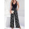 image:imageBTFBM Two Piece Sets For Women Summer 2026 Spring Outfits Casual Sleeveless Wide Leg Pants Sets Beach Vacation ClothesFloral Black White