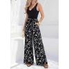image:imageBTFBM Two Piece Sets For Women Summer 2026 Spring Outfits Casual Sleeveless Wide Leg Pants Sets Beach Vacation ClothesFloral Black White