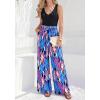 image:imageBTFBM Two Piece Sets For Women Summer 2026 Spring Outfits Casual Sleeveless Wide Leg Pants Sets Beach Vacation ClothesFloral Blue