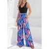 image:imageBTFBM Two Piece Sets For Women Summer 2026 Spring Outfits Casual Sleeveless Wide Leg Pants Sets Beach Vacation ClothesFloral Blue