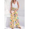 image:imageBTFBM Two Piece Sets For Women Summer 2026 Spring Outfits Casual Sleeveless Wide Leg Pants Sets Beach Vacation ClothesFloral Multicolored
