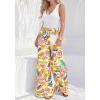 image:imageBTFBM Two Piece Sets For Women Summer 2026 Spring Outfits Casual Sleeveless Wide Leg Pants Sets Beach Vacation ClothesFloral Multicolored