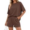 image:imageBTFBM Two Piece Sets For Women Summer Outfits Short Sleeve Tops Lounge Shorts Sets Oversized Matching Sets Pockets 2026Brown