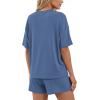 image:imageBTFBM Two Piece Sets For Women Summer Outfits Short Sleeve Tops Lounge Shorts Sets Oversized Matching Sets Pockets 2026Grey Blue