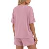 image:imageBTFBM Two Piece Sets For Women Summer Outfits Short Sleeve Tops Lounge Shorts Sets Oversized Matching Sets Pockets 2026Pink