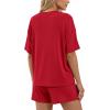 image:imageBTFBM Two Piece Sets For Women Summer Outfits Short Sleeve Tops Lounge Shorts Sets Oversized Matching Sets Pockets 2026Red