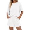 image:imageBTFBM Two Piece Sets For Women Summer Outfits Short Sleeve Tops Lounge Shorts Sets Oversized Matching Sets Pockets 2026White