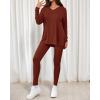 image:imageBTFBM Two Piece Sets for Women 2026 Casual Lounge Set Matching Oversized Shirts Leggings Workout Airport Travel OutfitsBrown