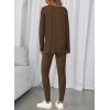 image:imageBTFBM Two Piece Sets for Women 2026 Casual Lounge Set Matching Oversized Shirts Leggings Workout Airport Travel OutfitsDark Brown