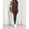 image:imageBTFBM Two Piece Sets for Women 2026 Casual Lounge Set Matching Oversized Shirts Leggings Workout Airport Travel OutfitsDark Brown