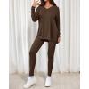 image:imageBTFBM Two Piece Sets for Women 2026 Casual Lounge Set Matching Oversized Shirts Leggings Workout Airport Travel OutfitsDark Brown