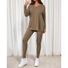 image:imageBTFBM Two Piece Sets for Women 2026 Casual Lounge Set Matching Oversized Shirts Leggings Workout Airport Travel OutfitsDark Khaki