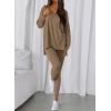 image:imageBTFBM Two Piece Sets for Women 2026 Casual Lounge Set Matching Oversized Shirts Leggings Workout Airport Travel OutfitsDark Khaki