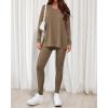 image:imageBTFBM Two Piece Sets for Women 2026 Casual Lounge Set Matching Oversized Shirts Leggings Workout Airport Travel OutfitsDark Khaki