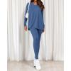 image:imageBTFBM Two Piece Sets for Women 2026 Casual Lounge Set Matching Oversized Shirts Leggings Workout Airport Travel OutfitsDusty Blue