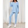 image:imageBTFBM Two Piece Sets for Women 2026 Casual Lounge Set Matching Oversized Shirts Leggings Workout Airport Travel OutfitsLight Blue