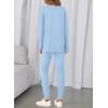 image:imageBTFBM Two Piece Sets for Women 2026 Casual Lounge Set Matching Oversized Shirts Leggings Workout Airport Travel OutfitsLight Blue