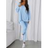 image:imageBTFBM Two Piece Sets for Women 2026 Casual Lounge Set Matching Oversized Shirts Leggings Workout Airport Travel OutfitsLight Blue
