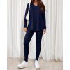 image:imageBTFBM Two Piece Sets for Women 2026 Casual Lounge Set Matching Oversized Shirts Leggings Workout Airport Travel OutfitsNavy Blue