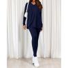 image:imageBTFBM Two Piece Sets for Women 2026 Casual Lounge Set Matching Oversized Shirts Leggings Workout Airport Travel OutfitsNavy Blue