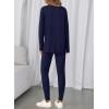 image:imageBTFBM Two Piece Sets for Women 2026 Casual Lounge Set Matching Oversized Shirts Leggings Workout Airport Travel OutfitsNavy Blue