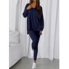 image:imageBTFBM Two Piece Sets for Women 2026 Casual Lounge Set Matching Oversized Shirts Leggings Workout Airport Travel OutfitsNavy Blue