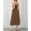 image:imageBTFBM Women 2026 Spaghetti Strap Midi Summer Dresses Sleeveless V Neck Cutout Slit Casual Beach Party Maxi Dress PocketsBrown