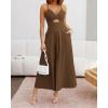 image:imageBTFBM Women 2026 Spaghetti Strap Midi Summer Dresses Sleeveless V Neck Cutout Slit Casual Beach Party Maxi Dress PocketsBrown