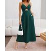 image:imageBTFBM Women 2026 Spaghetti Strap Midi Summer Dresses Sleeveless V Neck Cutout Slit Casual Beach Party Maxi Dress PocketsDark Green