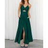 image:imageBTFBM Women 2026 Spaghetti Strap Midi Summer Dresses Sleeveless V Neck Cutout Slit Casual Beach Party Maxi Dress PocketsDark Green