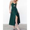 image:imageBTFBM Women 2026 Spaghetti Strap Midi Summer Dresses Sleeveless V Neck Cutout Slit Casual Beach Party Maxi Dress PocketsDark Green