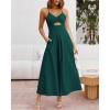 image:imageBTFBM Women 2026 Spaghetti Strap Midi Summer Dresses Sleeveless V Neck Cutout Slit Casual Beach Party Maxi Dress PocketsDark Green