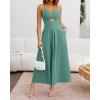 image:imageBTFBM Women 2026 Spaghetti Strap Midi Summer Dresses Sleeveless V Neck Cutout Slit Casual Beach Party Maxi Dress PocketsGrey Green