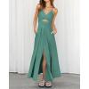 image:imageBTFBM Women 2026 Spaghetti Strap Midi Summer Dresses Sleeveless V Neck Cutout Slit Casual Beach Party Maxi Dress PocketsGrey Green