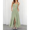 image:imageBTFBM Women 2026 Spaghetti Strap Midi Summer Dresses Sleeveless V Neck Cutout Slit Casual Beach Party Maxi Dress PocketsLight Green