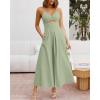 image:imageBTFBM Women 2026 Spaghetti Strap Midi Summer Dresses Sleeveless V Neck Cutout Slit Casual Beach Party Maxi Dress PocketsLight Green