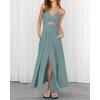 image:imageBTFBM Women 2026 Spaghetti Strap Midi Summer Dresses Sleeveless V Neck Cutout Slit Casual Beach Party Maxi Dress PocketsLight Lake Blue