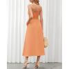 image:imageBTFBM Women 2026 Spaghetti Strap Midi Summer Dresses Sleeveless V Neck Cutout Slit Casual Beach Party Maxi Dress PocketsLight Orange