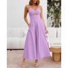 image:imageBTFBM Women 2026 Spaghetti Strap Midi Summer Dresses Sleeveless V Neck Cutout Slit Casual Beach Party Maxi Dress PocketsLight Purple