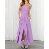 image:imageBTFBM Women 2026 Spaghetti Strap Midi Summer Dresses Sleeveless V Neck Cutout Slit Casual Beach Party Maxi Dress PocketsLight Purple