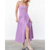 image:imageBTFBM Women 2026 Spaghetti Strap Midi Summer Dresses Sleeveless V Neck Cutout Slit Casual Beach Party Maxi Dress PocketsLight Purple