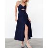 image:imageBTFBM Women 2026 Spaghetti Strap Midi Summer Dresses Sleeveless V Neck Cutout Slit Casual Beach Party Maxi Dress PocketsNavy
