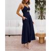 image:imageBTFBM Women 2026 Spaghetti Strap Midi Summer Dresses Sleeveless V Neck Cutout Slit Casual Beach Party Maxi Dress PocketsNavy